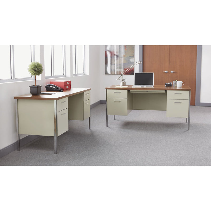 Alera Double Pedestal Steel Desk, 60" x 30" x 29.5", Cherry/Putty
