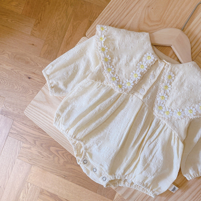 0-2 Years Old Baby Daisy Romper Spring Baby Square Neck Long-sleeved Shirt