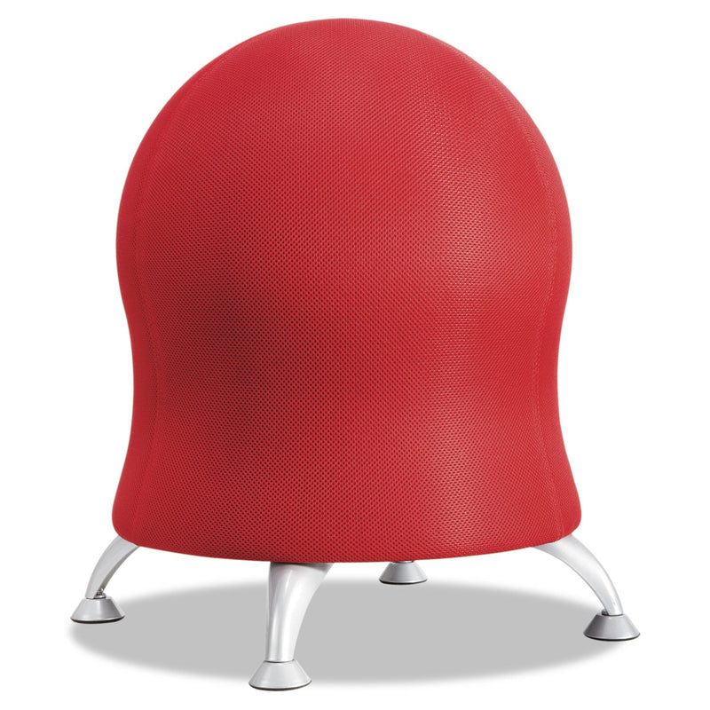 Safco Zenergy Ball Chair, Backless, Supports Up to 250 lb, Crimson Fabric Seat, Silver Base