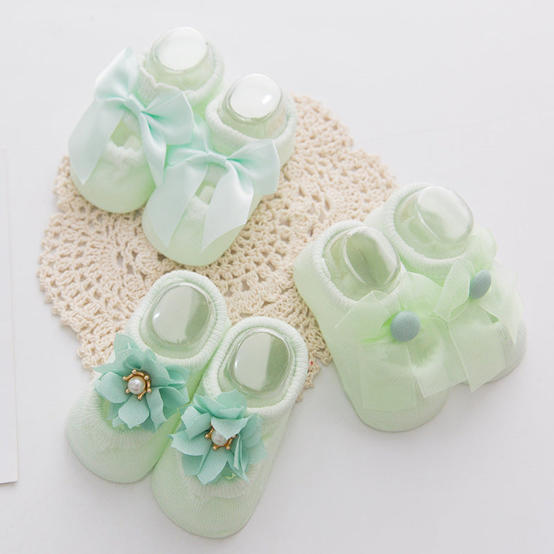 3 pairs of lace bow hole socks