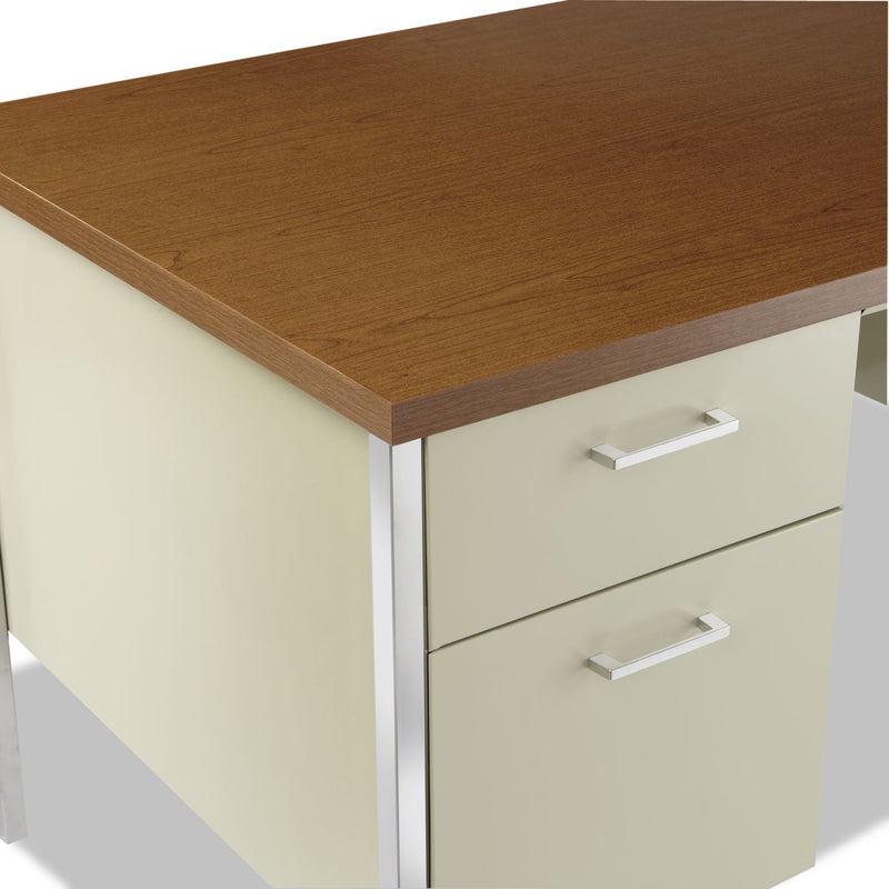 Alera Double Pedestal Steel Desk, 60" x 30" x 29.5", Cherry/Putty