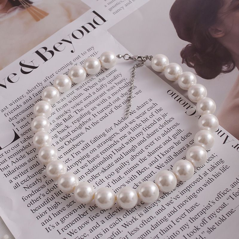 Vintage Designer Choker Women Chunk Pearl Necklace