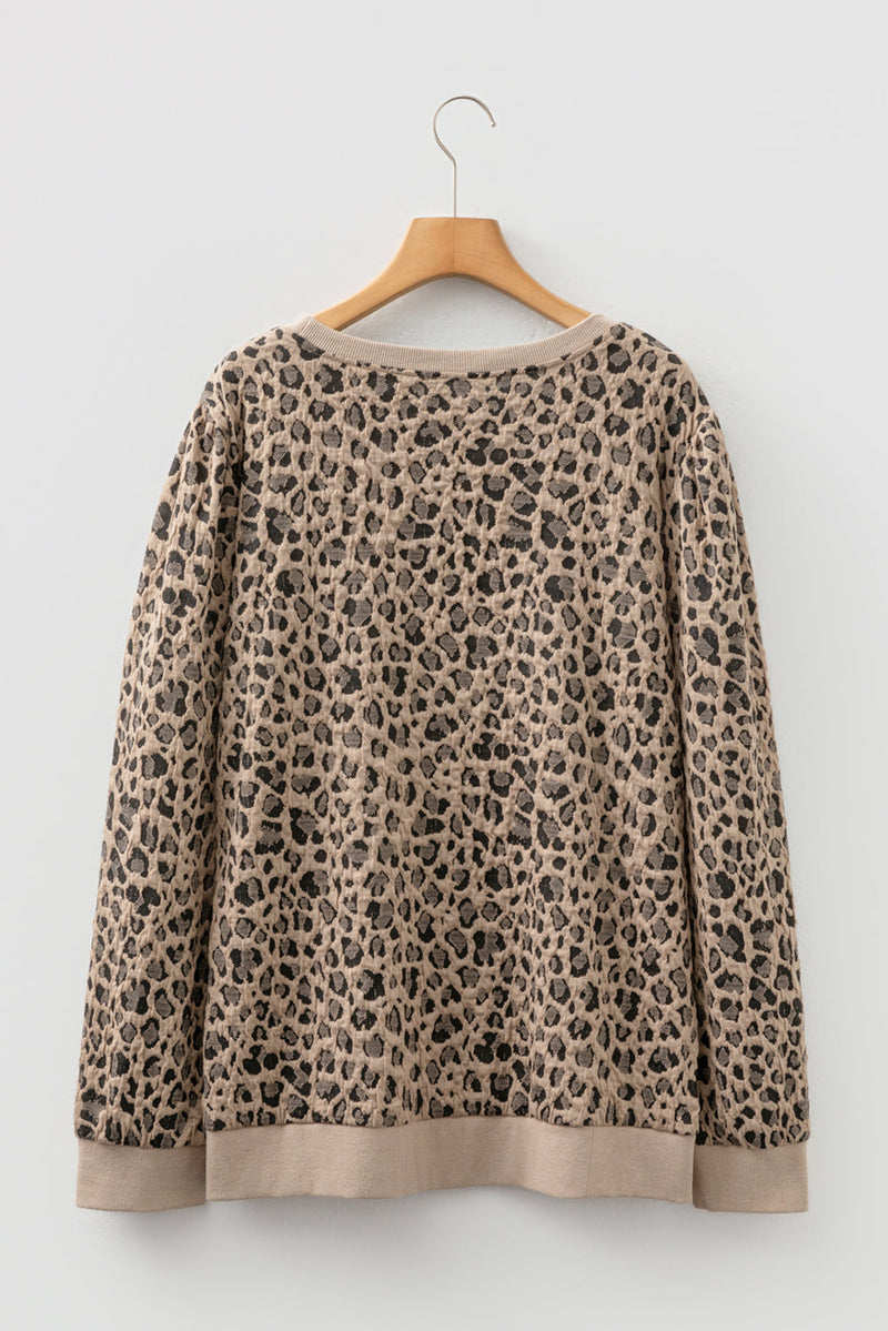 Amaya Textured Ribbed Trim Long Sleeve PLUS Top