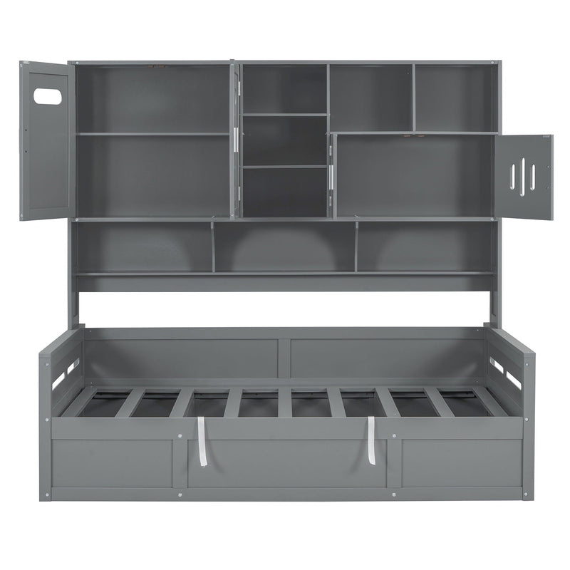 Daybed With All-In-One Cabinet And Shelf
