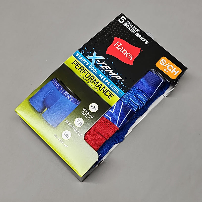 HANES Boxer Briefs 5-Pack Boy's Mesh Stretch X-Temp Size S 6/8 BX88P5 (New)
