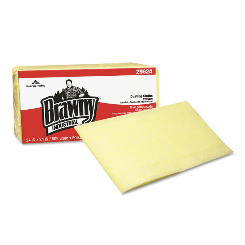 Brawny Dusting Cloths, Quarterfold, 24 x 24, Yellow, 50/Pack, 4/Carton