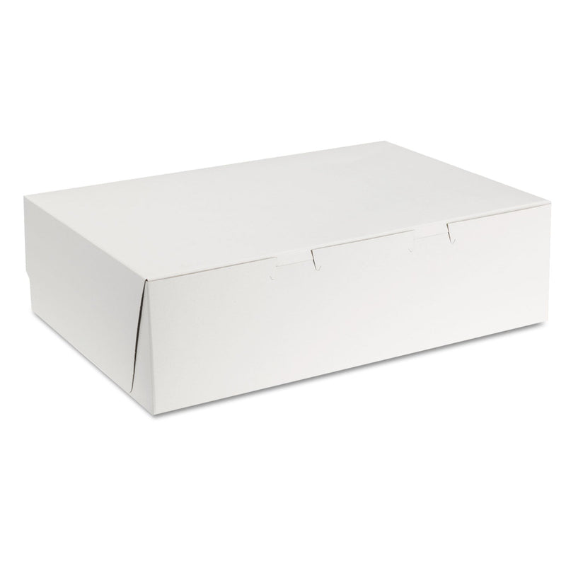 SCT White One-Piece Non-Window Bakery Boxes, 1/4-Sheet Cake Box, 14 x 10 x 4, White, Paper, 100/Carton