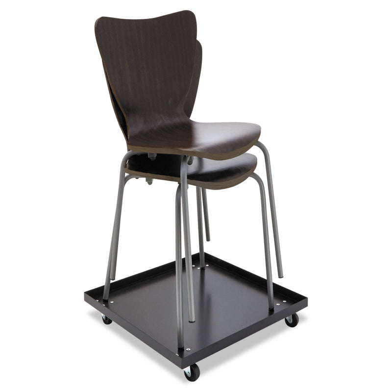Alera Stacking Chair Dolly, Metal, 320 lb Capacity, 22.44" x 22.44" x 3.93", Black