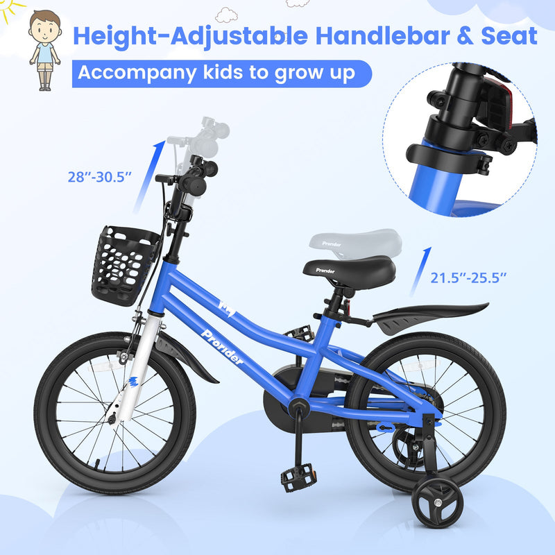 16 Inch Kids Bike with Removable Training Wheels-Blue