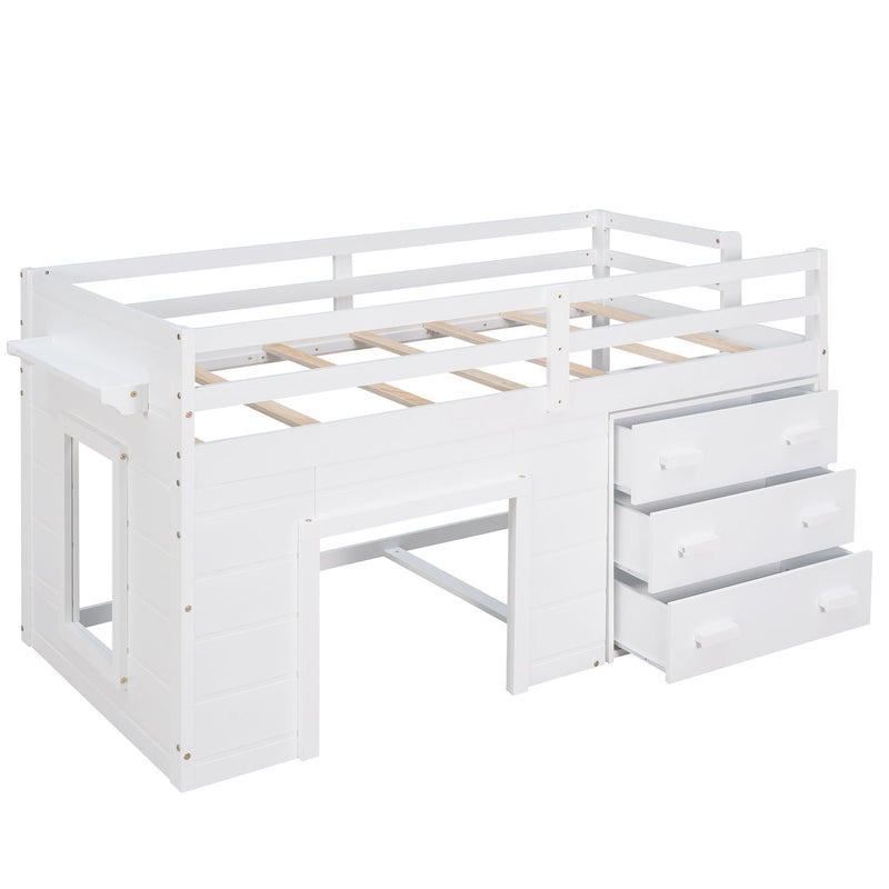 Loft Bed With Cabinet And Shelf