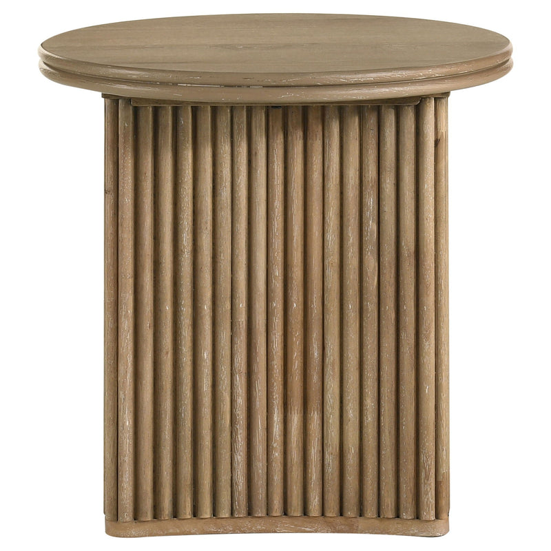 Adina 2-piece Round Coffee Table Set Distressed Light Brown