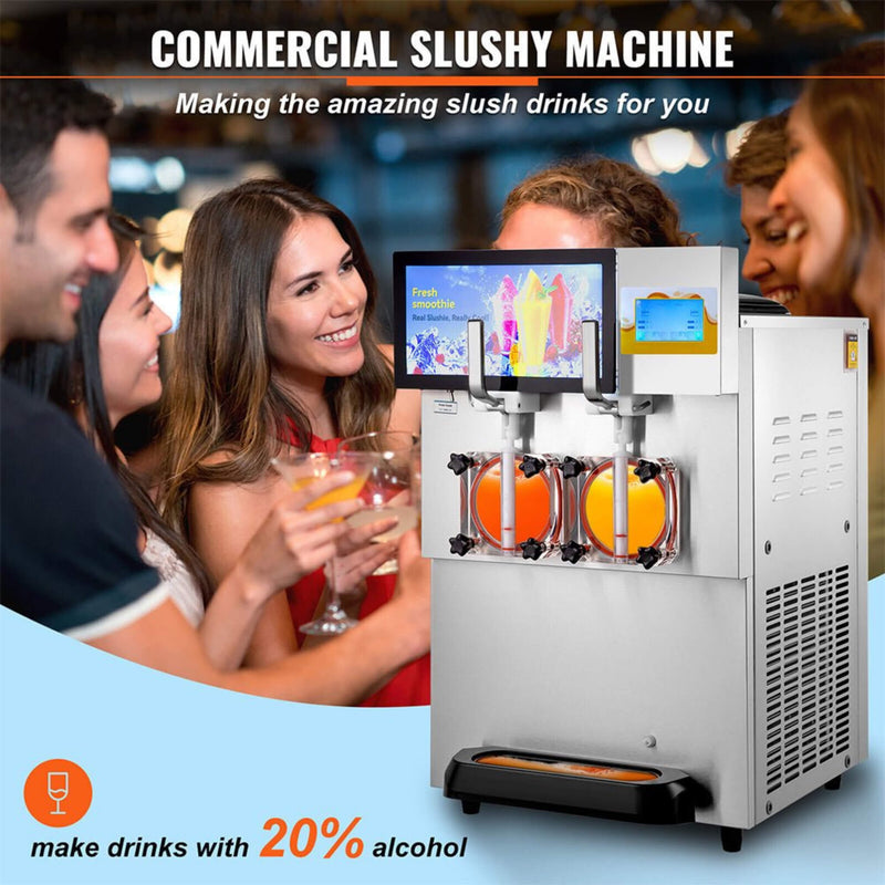 Commercial 16L 1155W Double Frozen Margarita Ice Slushie Drink Maker Machine (SAK95281)