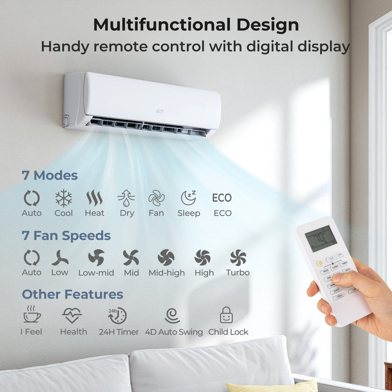 17000 BTU 208/230V Mini Split Air Conditioner and Heater Pump System