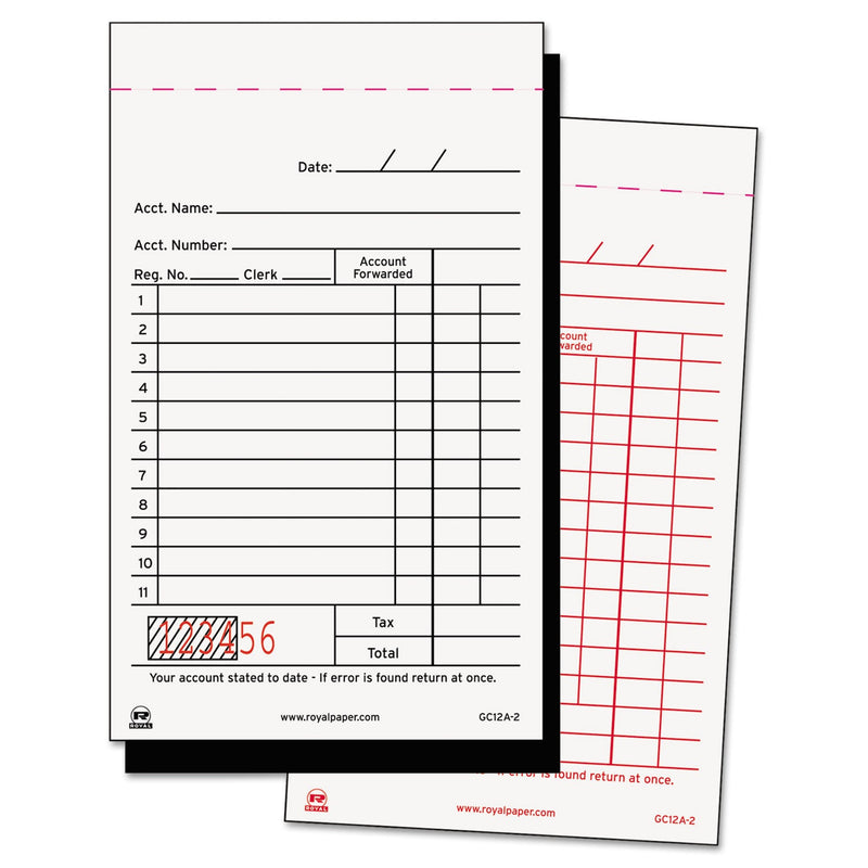 AmerCareRoyal Sales Receipt Book, Two-Part Carbon, 3.25 x 5.6, 1/Page, 50 Forms/Book, 100 Books/Carton