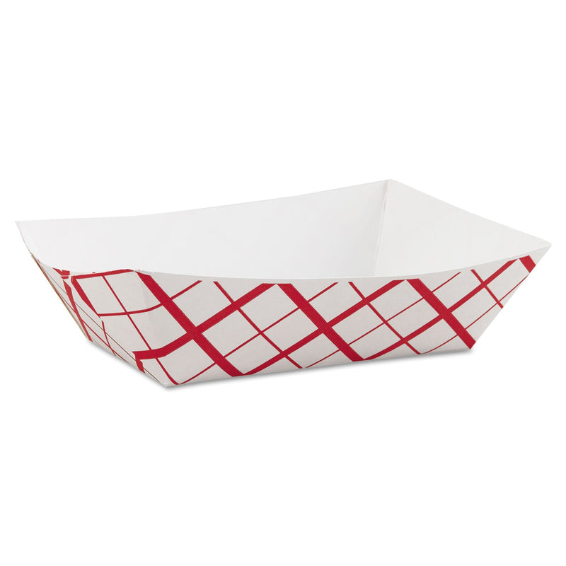 SCT Paper Food Baskets, 3 lb Capacity, 7.2 x 4.95 x 1.94, Red/White, Paper, 500/Carton