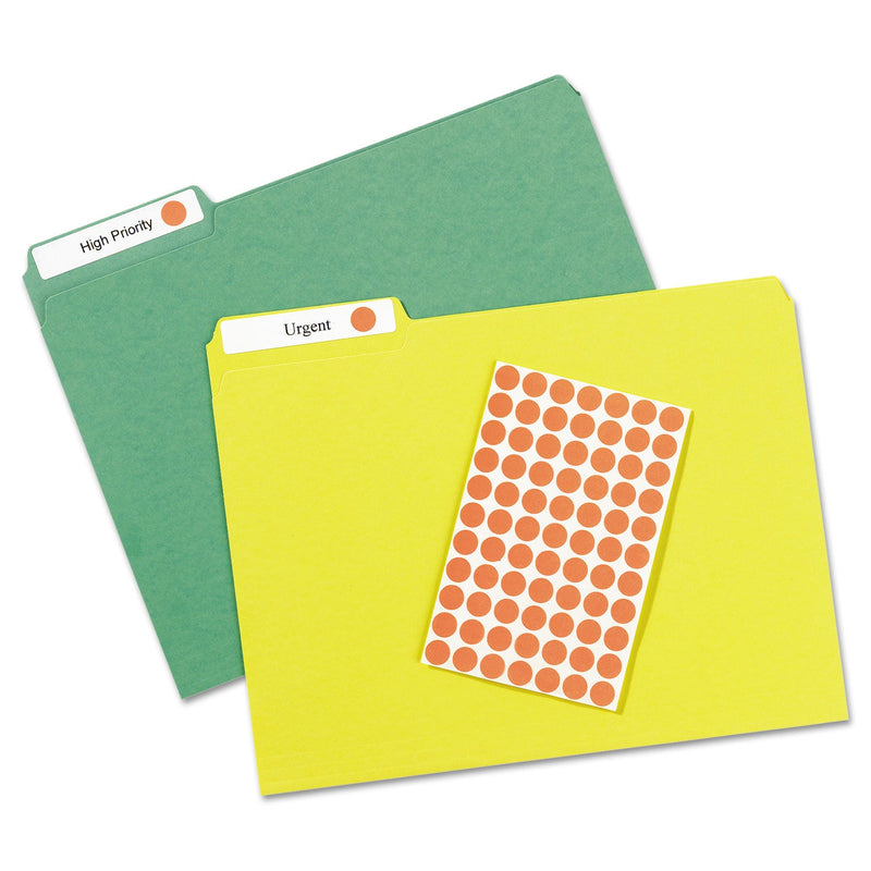 Avery Handwrite Only Self-Adhesive Removable Round Color-Coding Labels, 0.5" dia, Neon Red, 60/Sheet, 14 Sheets/Pack, (5051)