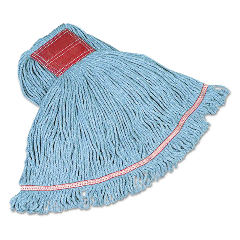Rubbermaid Swinger Loop Wet Mop Heads, Cotton/Synthetic, Blue, Large