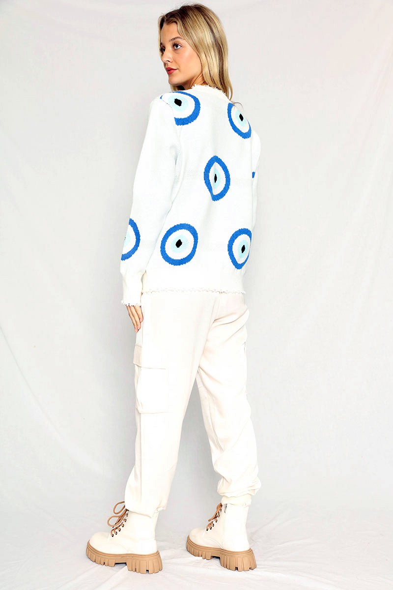 Evil eye knit sweater