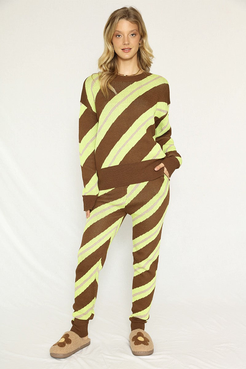 Striped Knit Sweater Set