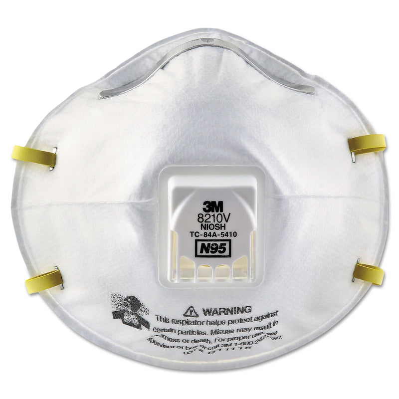 3M Particulate Respirator 8210V, N95, Cool Flow Valve, Standard Size, 10/Box