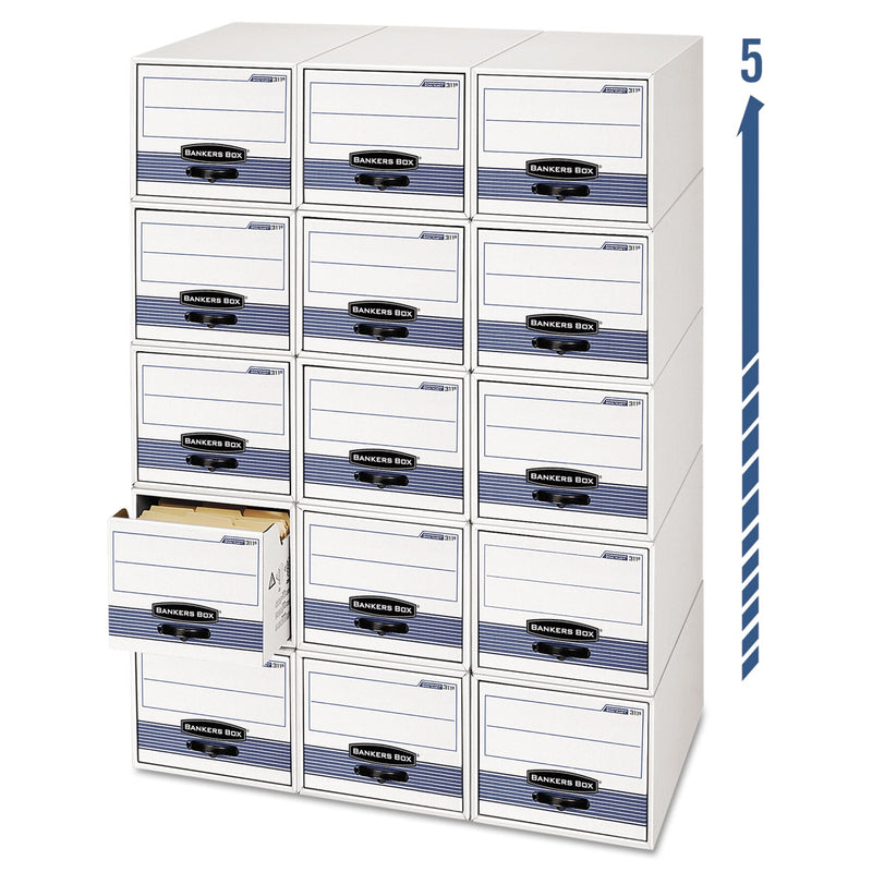 Bankers Box STOR/DRAWER STEEL PLUS Extra Space-Savings Storage Drawers, Letter Files, 14" x 25.5" x 11.5", White/Blue, 6/Carton