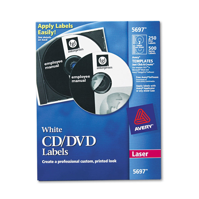 Avery Laser CD Labels, Matte White, 250/Pack