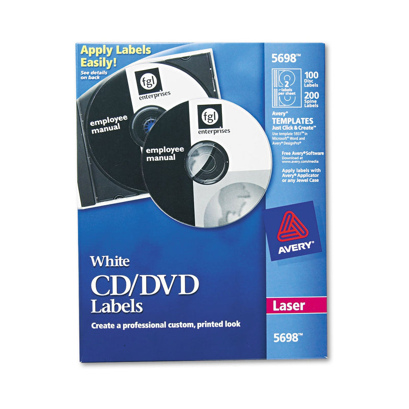 Avery Laser CD Labels, Matte White, 100/Pack