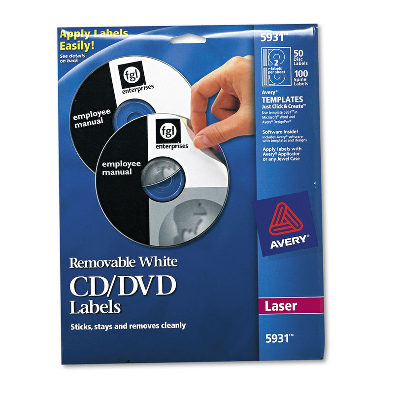 Avery Laser CD Labels, Matte White, 50/Pack