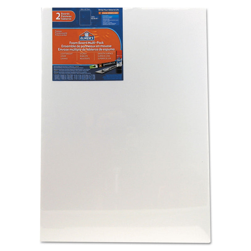 Elmer's White Pre-Cut Foam Board Multi-Packs, 18 x 24, 2/Pack