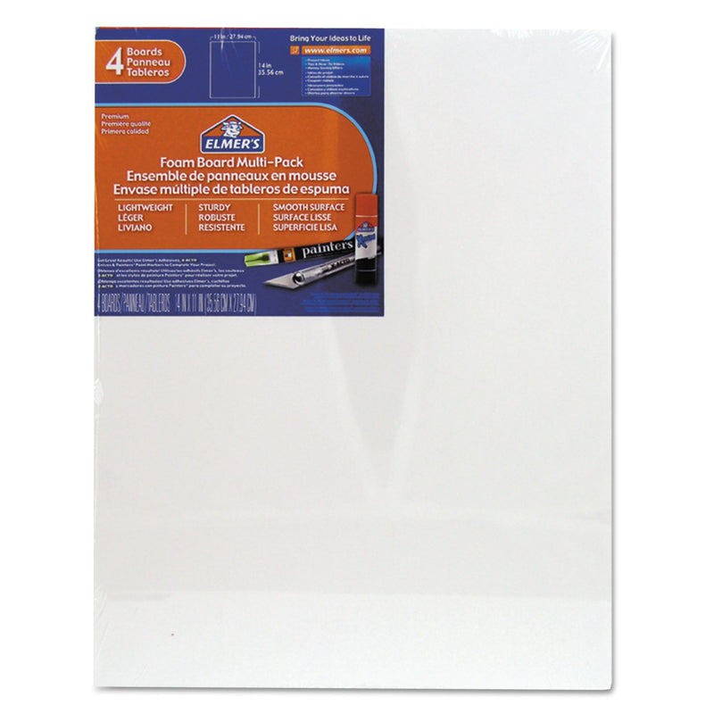 Elmer's White Pre-Cut Foam Board Multi-Packs, 11 x 14, 4/Pack