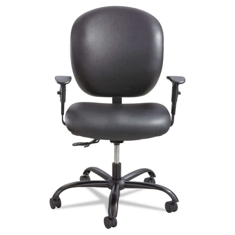 Safco Alday Intensive-Use Chair, Supports Up to 500 lb, 17.5" to 20" Seat Height, Black Vinyl Seat/Back, Black Base