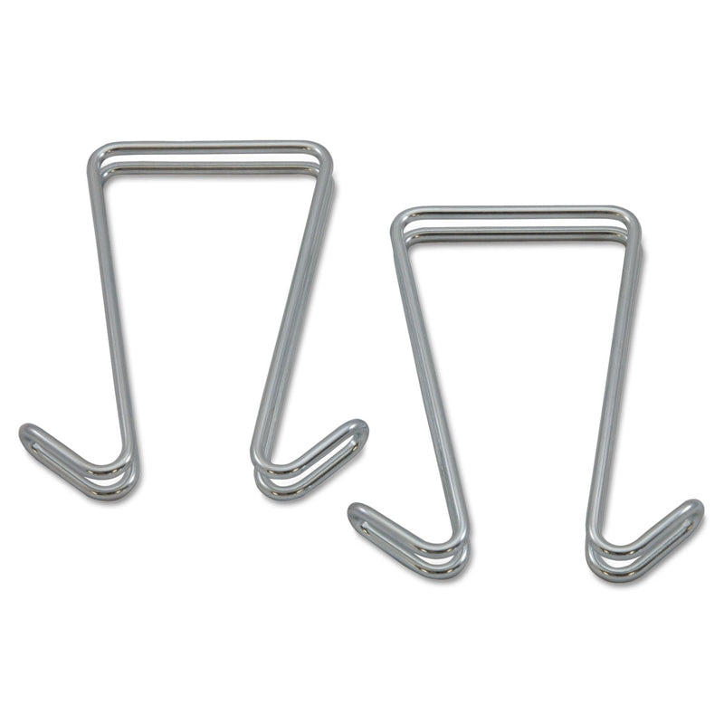 Alera Double Sided Partition Garment Hook, Steel, 0.5 x 3.38 x 4.75, Over-the-Door/Over-the-Panel Mount, Silver, 2/Pack