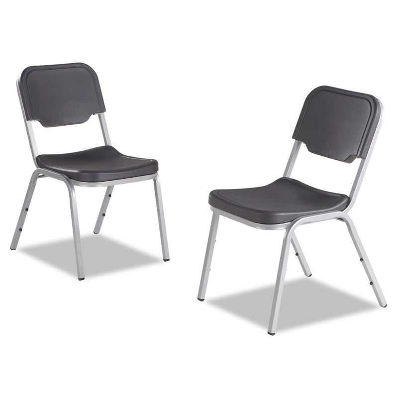 Iceberg Rough n Ready Stack Chair, Supports Up to 500 lb, Charcoal Seat/Back, Silver Base, 4/Carton