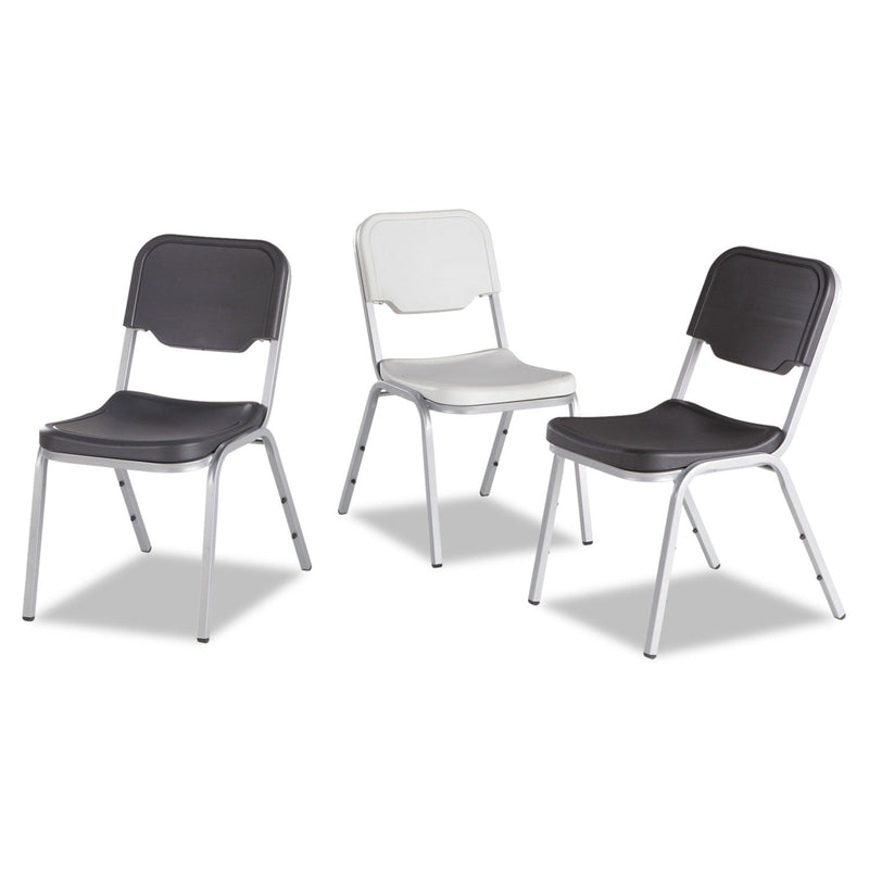 Iceberg Rough n Ready Stack Chair, Supports Up to 500 lb, Black Seat/Back, Silver Base, 4/Carton