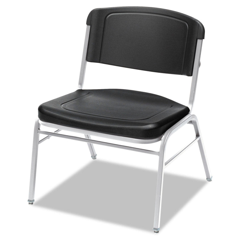 Iceberg Rough n Ready Wide-Format Big and Tall Stack Chair, Supports Up to 500 lb, Black Seat/Back, Silver Base, 4/Carton