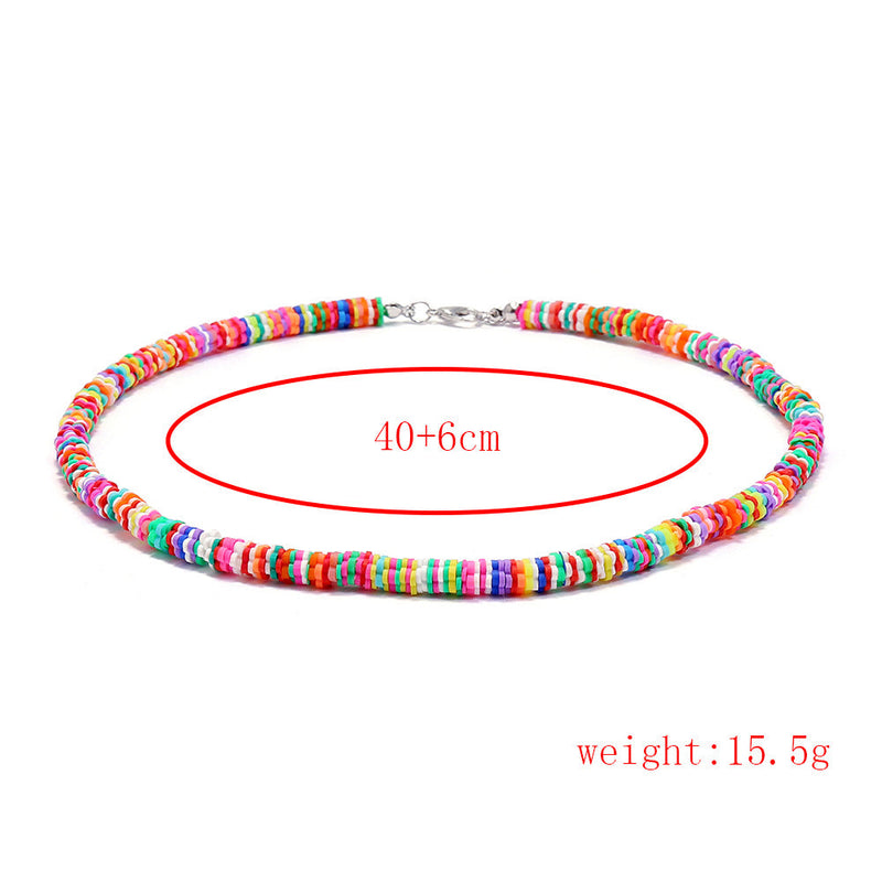 Handmade String Polymer Clay Beads Choker Necklace