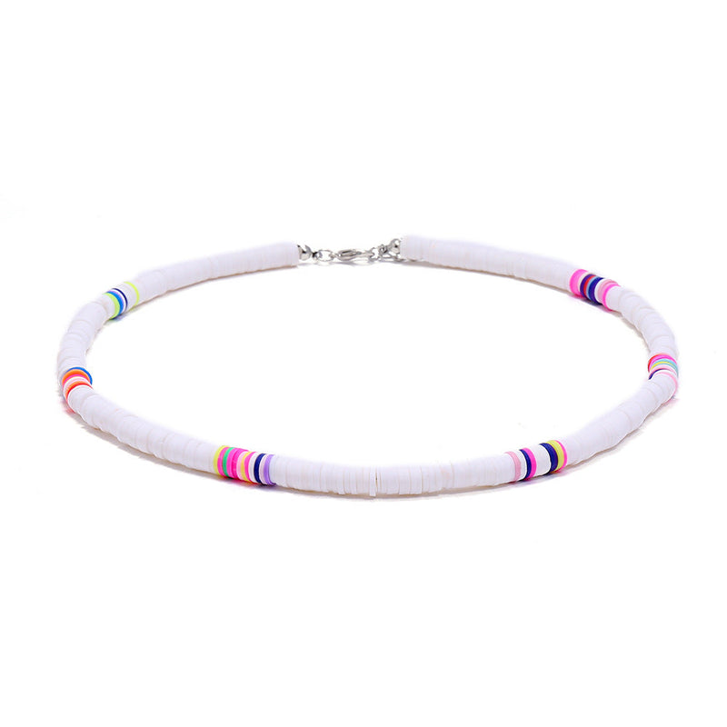 Handmade String Polymer Clay Beads Choker Necklace