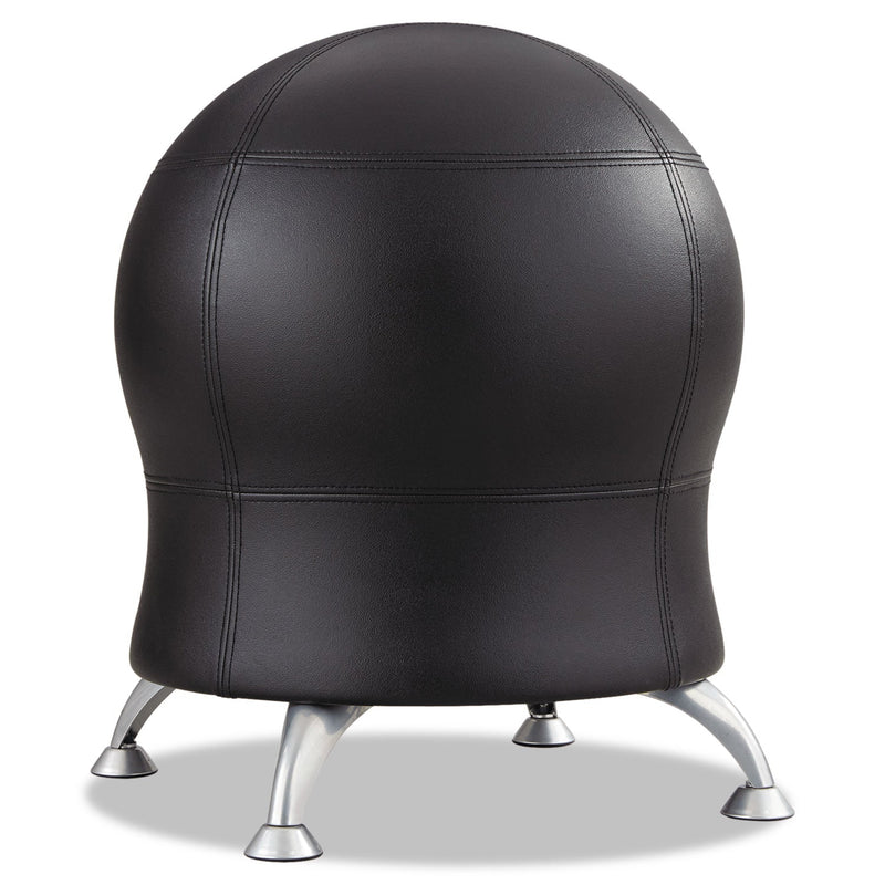 Safco Zenergy Ball Chair, Backless, Supports Up to 250 lb, Black Vinyl Seat, Silver Base