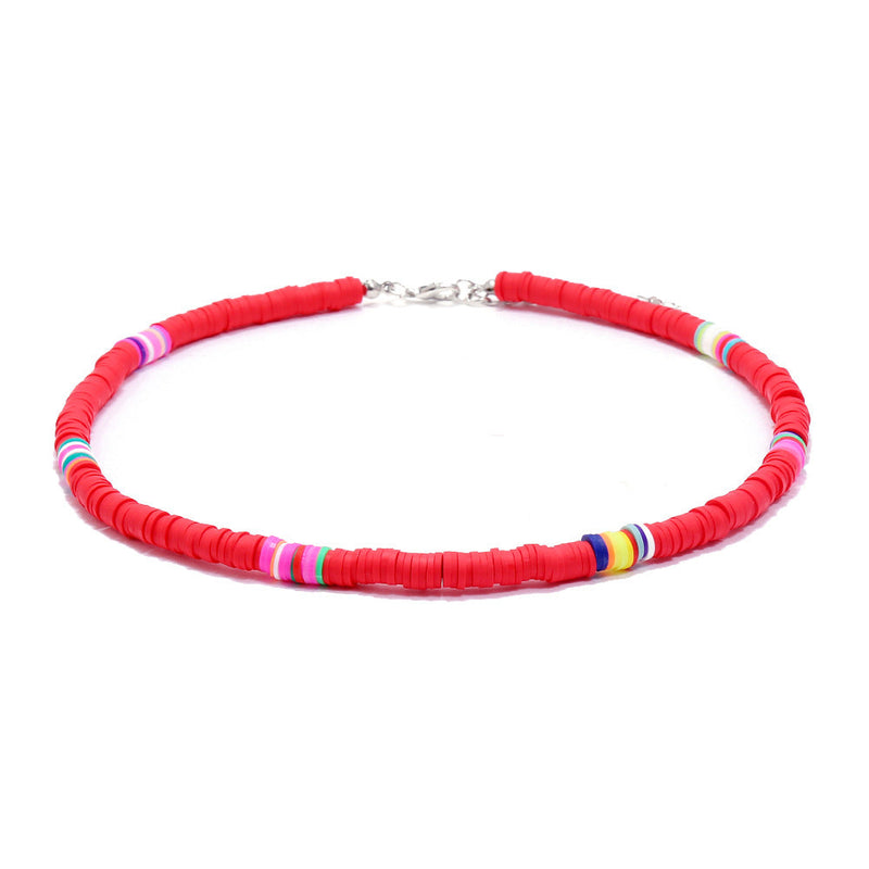 Handmade String Polymer Clay Beads Choker Necklace