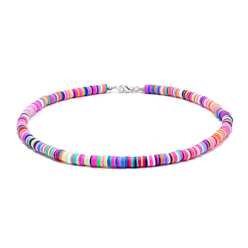 Handmade String Polymer Clay Beads Choker Necklace