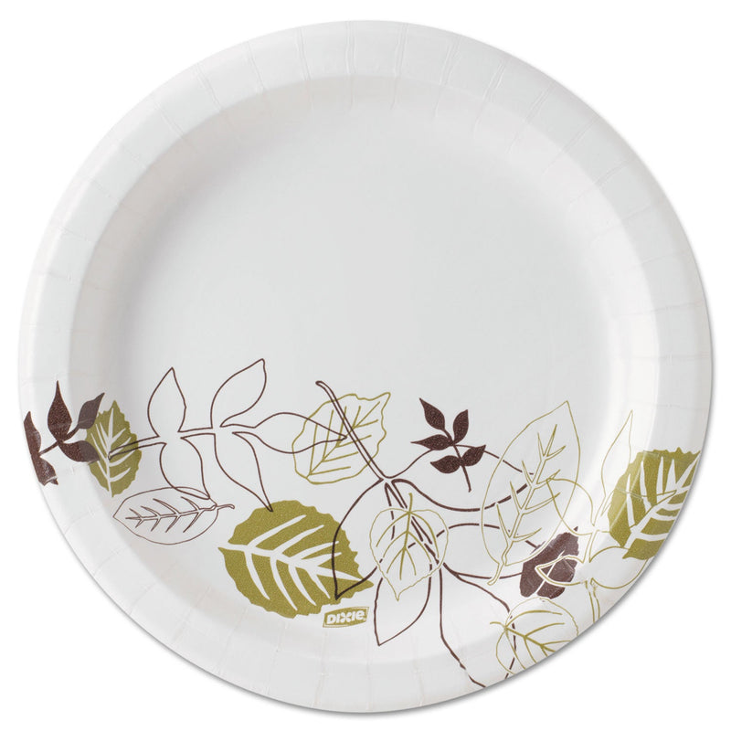 Dixie Pathways Soak-Proof Shield Mediumweight Paper Plates, 8.5" dia, Green/Burgundy, 1,000/Carton