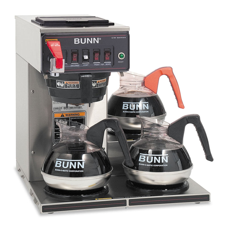 BUNN CWTF-3 Three Burner Automatic Coffee Brewer, 12-Cup, Black/Stainless Steel