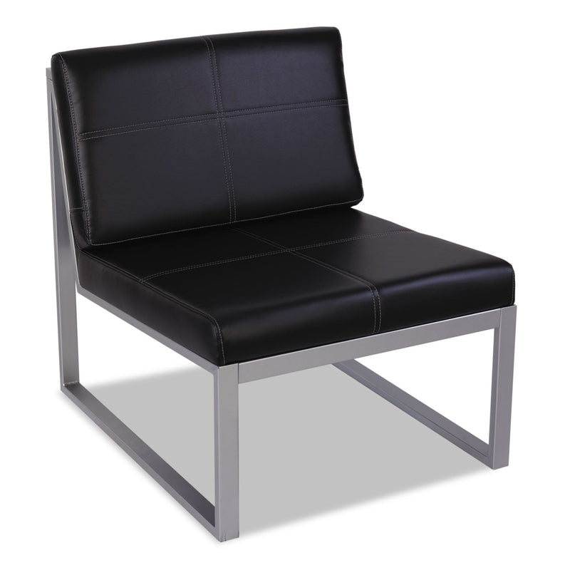 Alera Ispara Series Armless Chair, 26.57" x 30.71" x 31.1", Black Seat/Back, Silver Base
