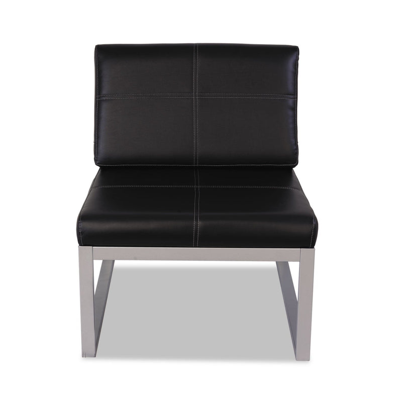 Alera Ispara Series Armless Chair, 26.57" x 30.71" x 31.1", Black Seat/Back, Silver Base