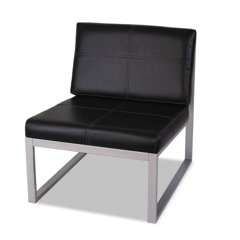 Alera Ispara Series Armless Chair, 26.57" x 30.71" x 31.1", Black Seat/Back, Silver Base