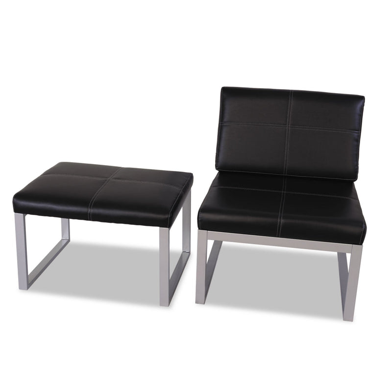 Alera Ispara Series Armless Chair, 26.57" x 30.71" x 31.1", Black Seat/Back, Silver Base