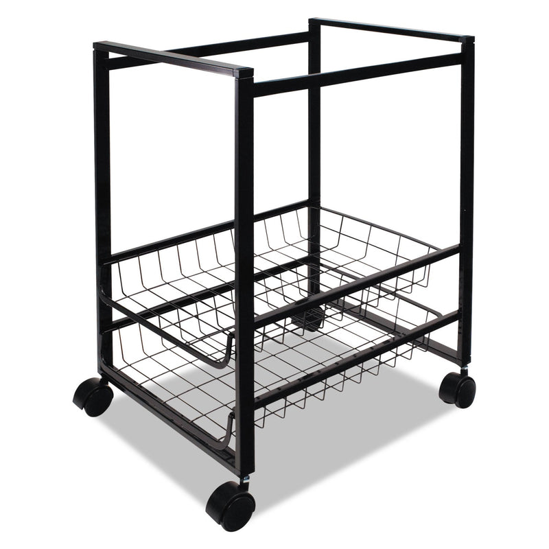 Advantus Mobile File Cart with Sliding Baskets, Metal, 2 Drawers, 1 Bin, 12.88" x 15" x 21.13", Black