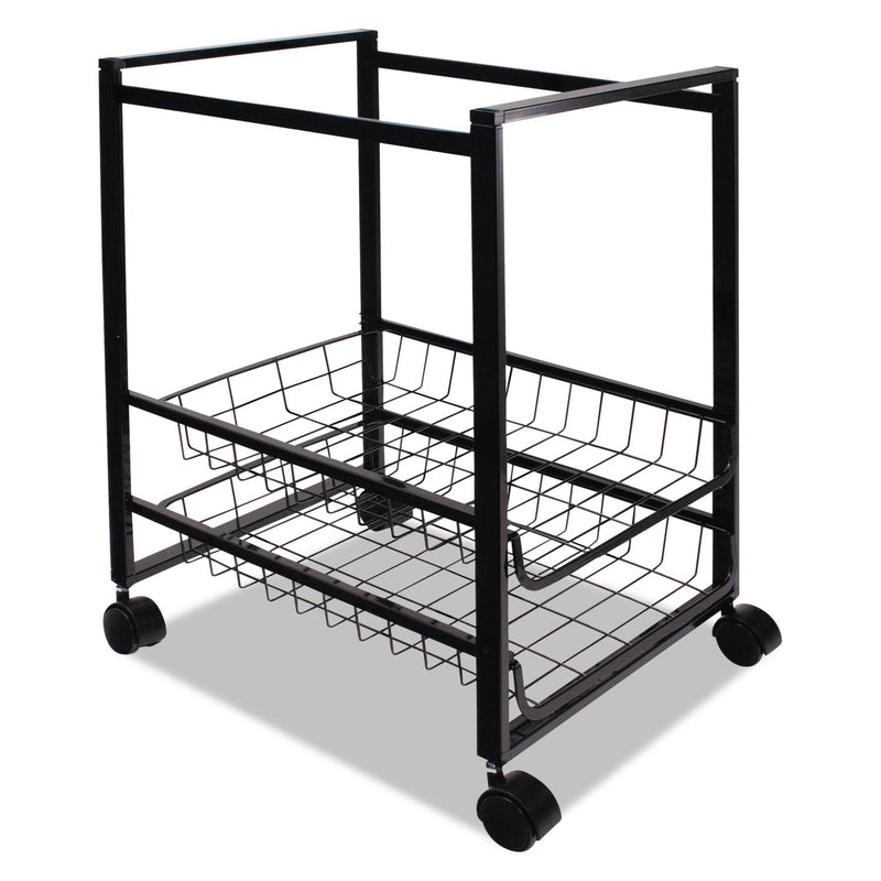 Advantus Mobile File Cart with Sliding Baskets, Metal, 2 Drawers, 1 Bin, 12.88" x 15" x 21.13", Black