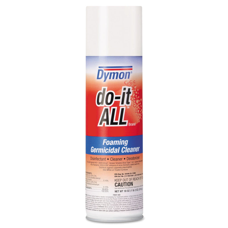 Dymon do-it-ALL Germicidal Foaming Cleaner, 18 oz Aerosol Spray, 12/Carton