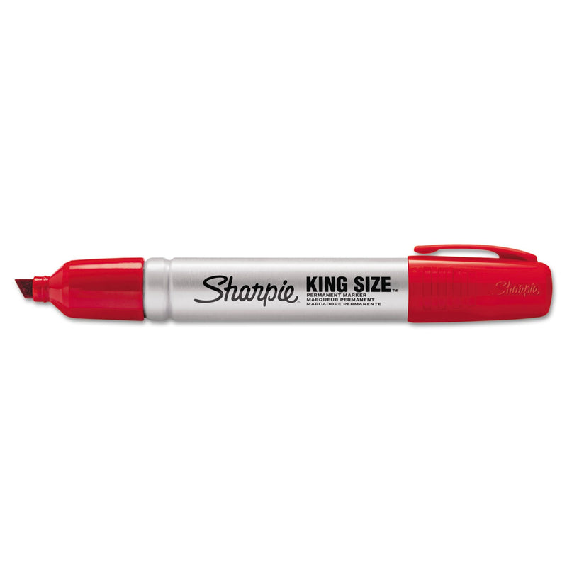 Sharpie King Size Permanent Marker, Broad Chisel Tip, Red, Dozen